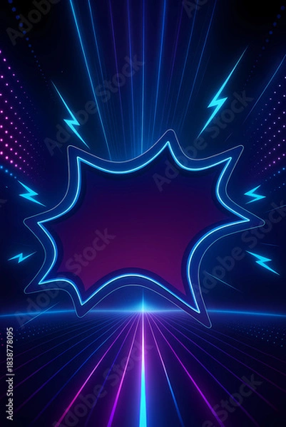Obraz Dynamic Futuristic Neon Burst with Glowing Grid Lines