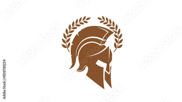 Obraz Spartan Warrior Helmet with Laurel Wreath Icon