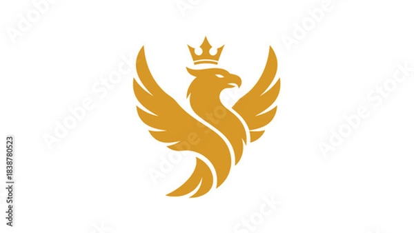 Obraz Golden crowned eagle logo with spread wings