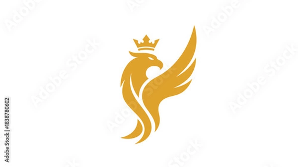 Obraz Elegant Golden Eagle Logo with Crown