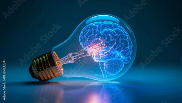 Obraz Brain idea lightbulb innovation intelligence creativity knowledge mind