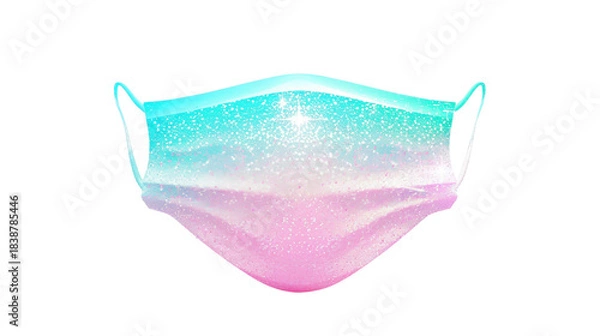 Obraz Sparkly Gradient Face Mask in Pink Blue Glitter Design