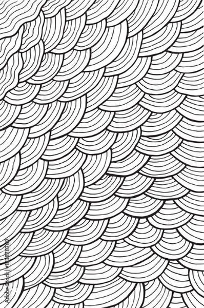Obraz Wavy pattern background - coloring page for adults. Vector illustration