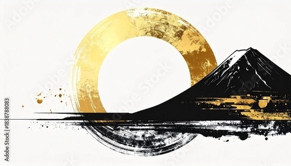 Obraz 和風イメージの抽象的な風景画、背景素材