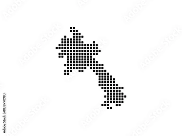 Fototapeta Rounded Square dots pattern map of Laos. Dotted pixel map Vector illustration