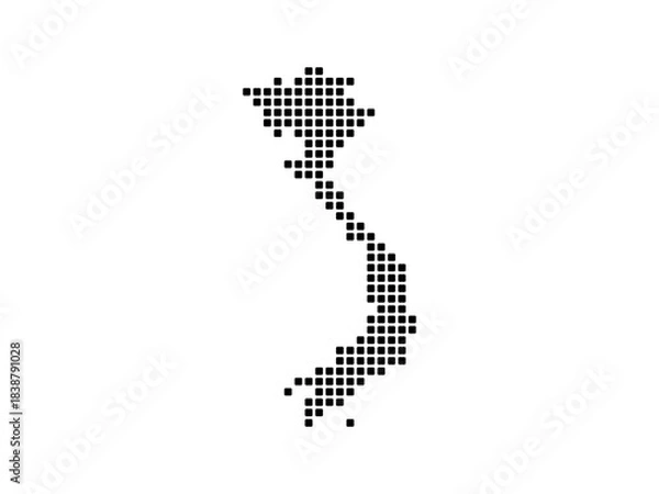 Fototapeta Rounded Square dots pattern map of Vietnam. Dotted pixel map Vector illustration