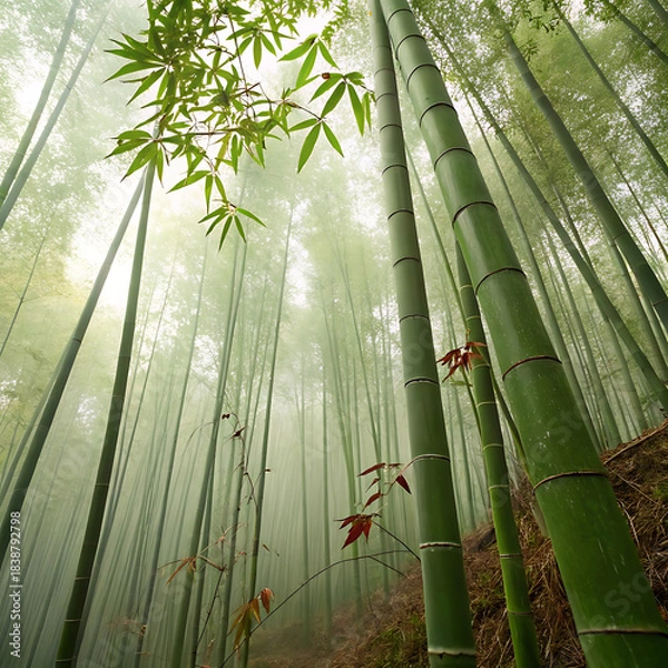 Obraz Lush Green Bamboo Forest Background