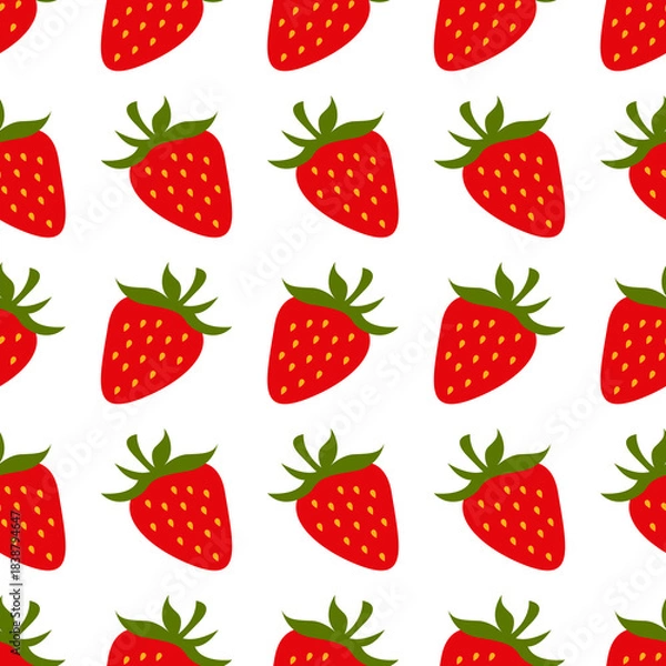 Obraz Strawberry seamless pattern. Repeat pattern with fresh fruit red strawberries vector