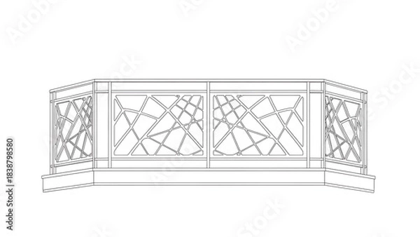 Obraz Decorative Modern Balcony Railing with Geometric Pattern in White Finish