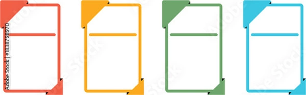 Obraz Collection of colorful document icons with corner accents modern flat design elements for presentations and web isolated on white Background