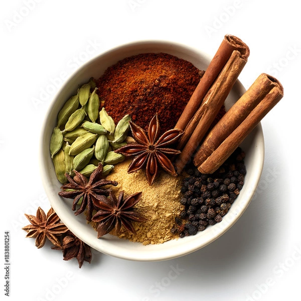 Fototapeta Aromatic spices arranged in a bowl for culinary use