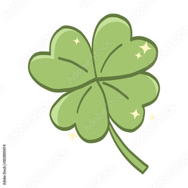 Obraz Illustration of a Four-Leaf Clover with Sparkles
