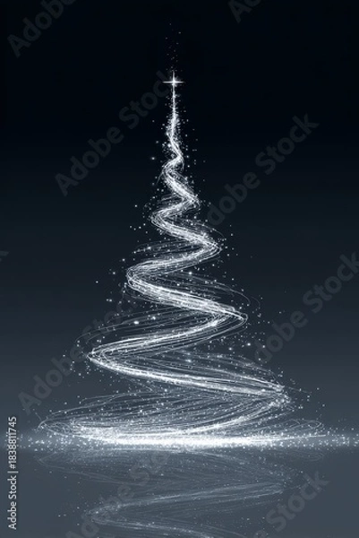 Obraz Flat white vector xmas tree stylized