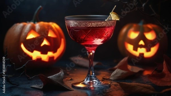 Obraz Halloween cocktail with pumpkins