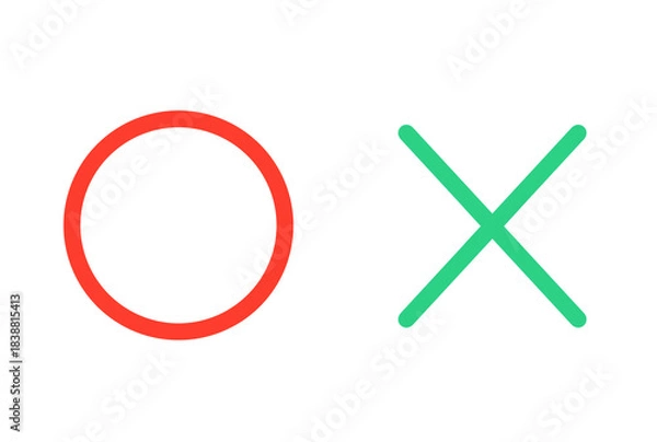 Fototapeta 赤色と緑色｜シンプルなまるばつマーク