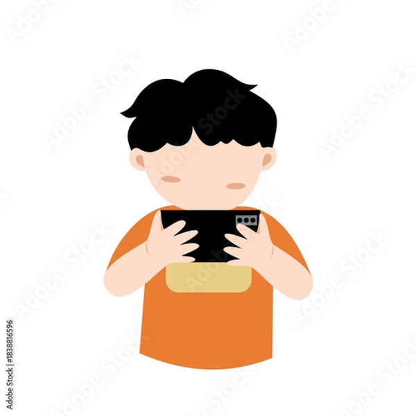 Fototapeta Child Sitting with Smartphone
