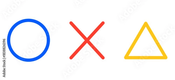 Obraz シンプルなマル・バツ・三角のイラスト	
