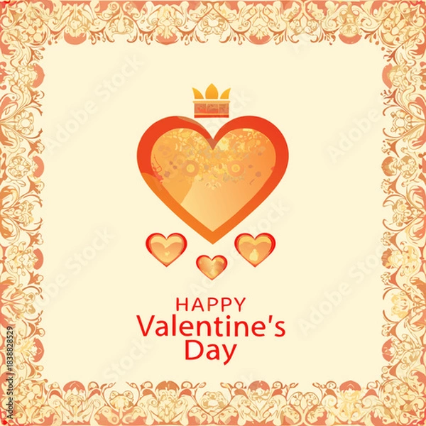 Obraz A decorative valentine s day card with a heart and crown design