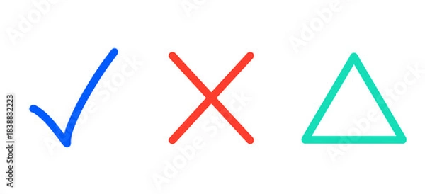 Fototapeta シンプルなチェック・ばつ・三角マーク