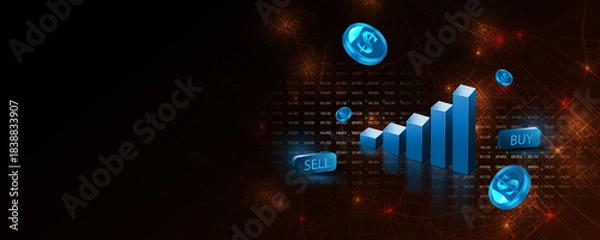 Obraz Global stock market financial trend data analysis graph background image