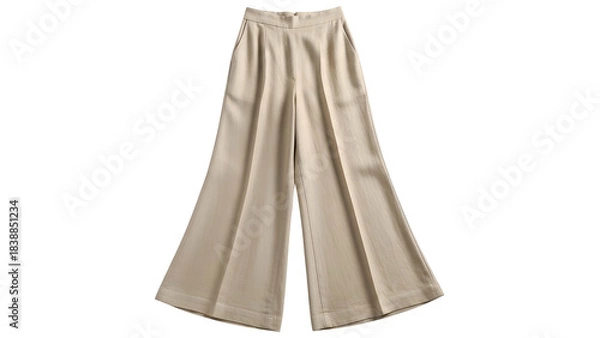 Obraz Light beige, wide-leg trousers displayed against a black background