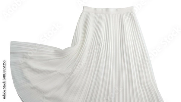 Obraz Flowing, floor-length white pleated skirt, gently curved against a transparent background
