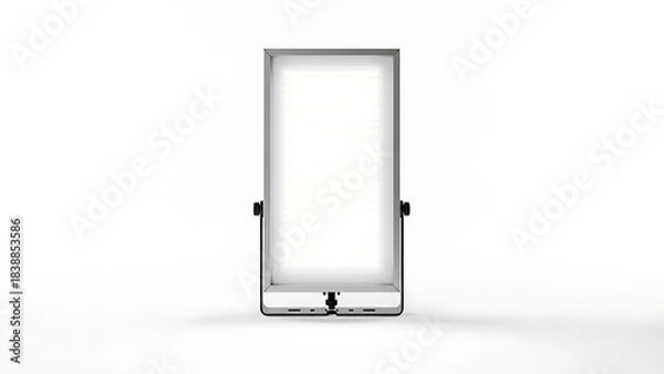 Obraz Modern freestanding illuminated mirror with sleek metal frame on a white background