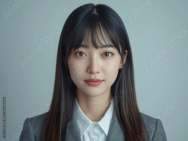 Obraz ビジネススーツを着たアジア人女性の正面からのポートレート