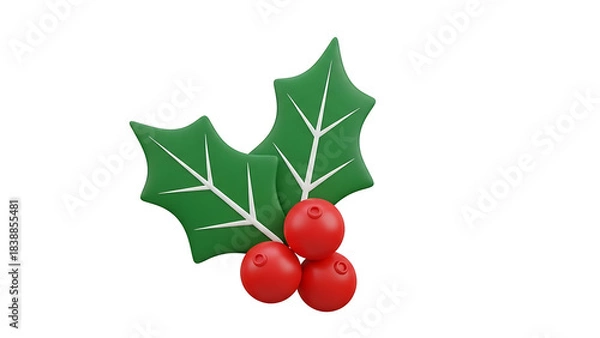 Obraz Christmas Holly with Berries Festive Holiday Decoration and Invitation Background Element
