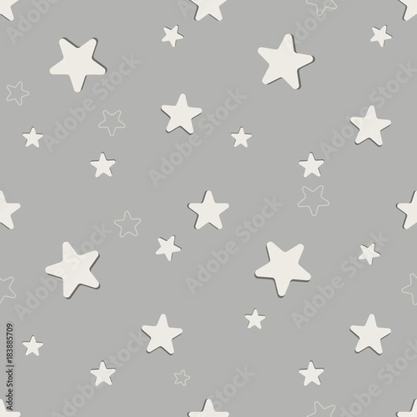 Fototapeta Seamless stars pattern on gray background, stripes abstract template, vector illustration