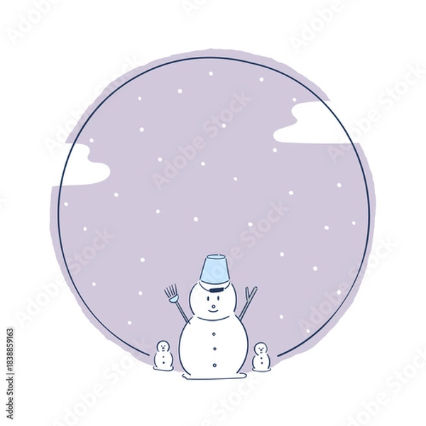 Obraz Snowman Round Frame – Winter Design