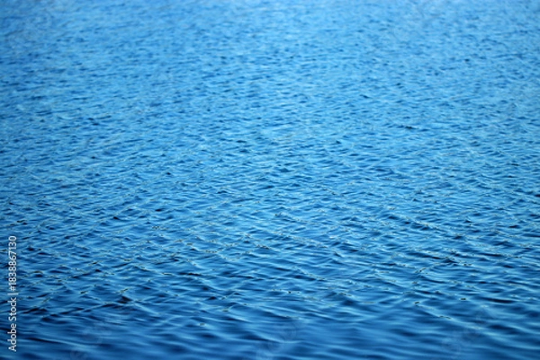 Fototapeta 海面を吹き抜ける寒風が引き起こすクールなさざ波波紋テクスチャー（レタッチ＆青色彩加工画像）