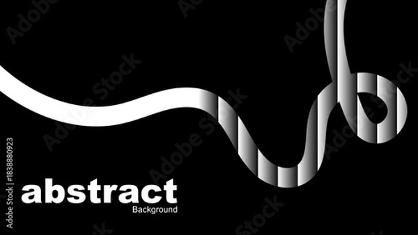 Fototapeta Abstract Solid Black Background, Modern Wavy Line and Ribbed Glass Effect on Plain Dark Backdrop, Vector Illustration