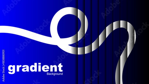 Fototapeta Modern Blue Wavy Gradient Background, Abstract Curved Line and Ripple Glass Backdrop, Vector Illustration