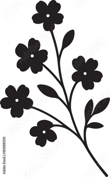 Obraz Silhouette of a simple flowering branch with delicate blossoms