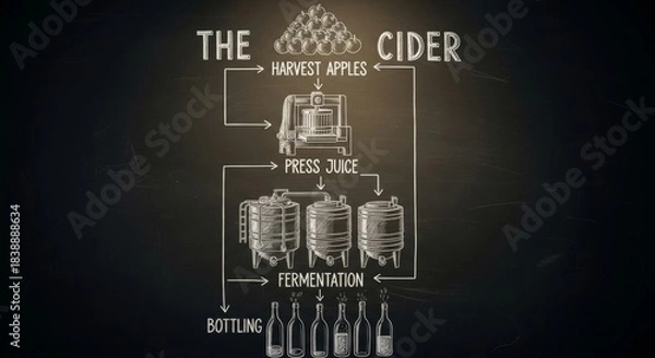 Obraz Cider making process diagram chalkboard illustration