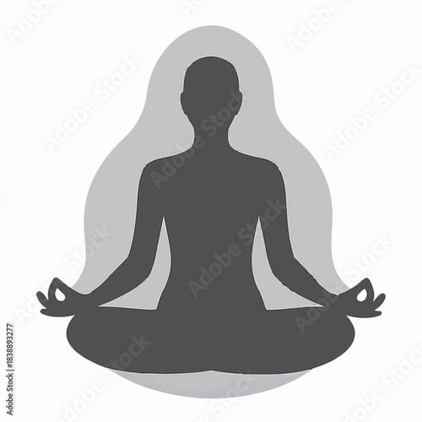 Obraz Peaceful human silhouette meditating in lotus pose for wellness
