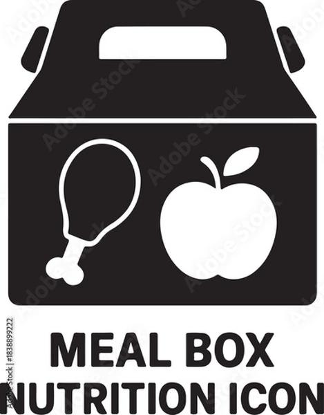 Obraz Meal box nutrition icon with chicken leg and apple for diet