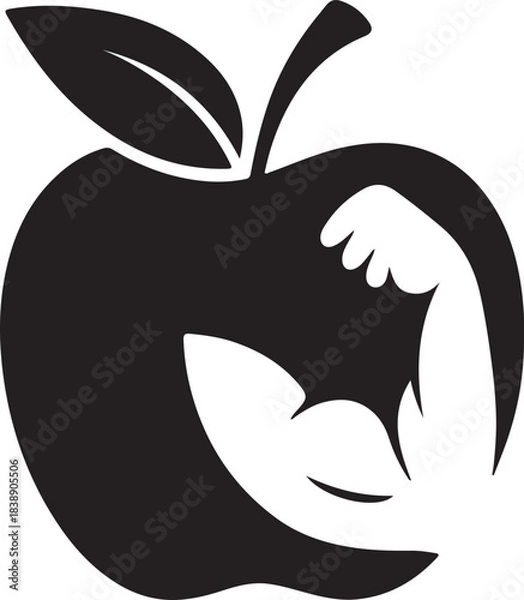 Obraz Strong apple icon: symbolizing health, fitness, power, and nutrition.