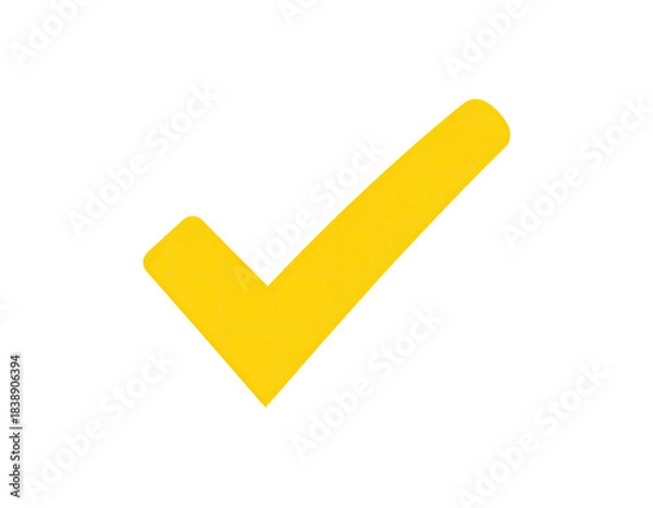 Obraz Bright yellow check mark icon against a solid black backdrop