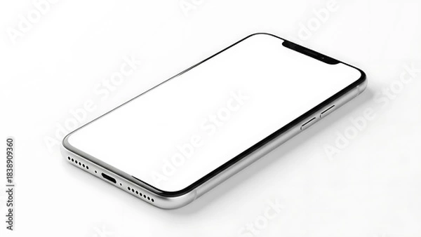 Obraz Modern smartphone with blank white screen isolated on a clean white surface