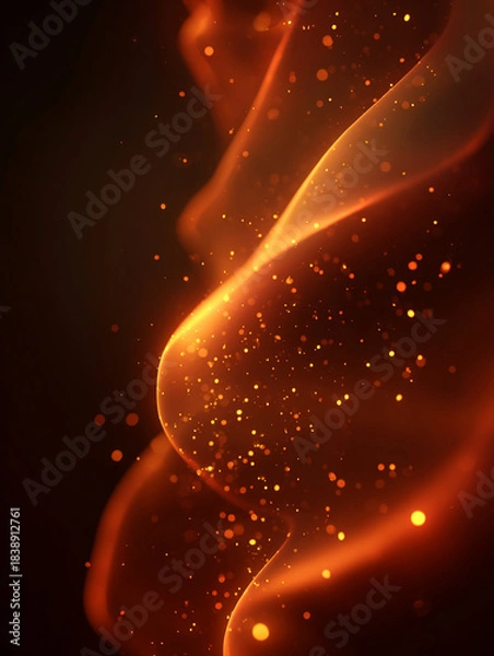 Fototapeta 燃え上がる炎とパーティクルの背景