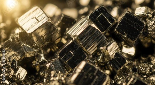 Obraz Metal Cube Crystals Close Up