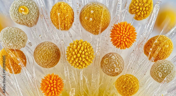 Obraz Yellow Flower Ball Ice Cluster