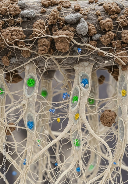 Obraz Neural Tissue with Cells and Extracellular Matrix Network