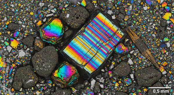 Obraz Crystal Mineral with Rainbow Striped Tablet