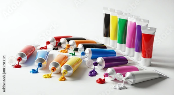 Obraz Paint Tube Array on White Background