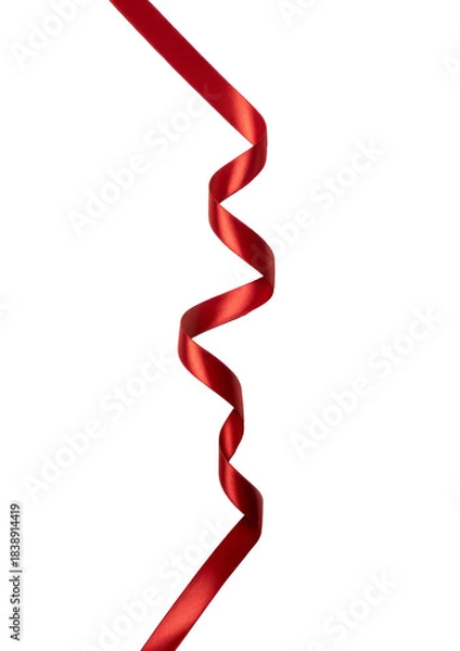 Obraz Red Satin Ribbon Spiral on White Background