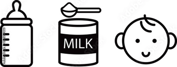 Obraz 粉ミルク　哺乳瓶　赤ちゃん　アイコン