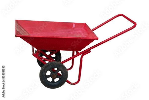 Obraz red wheelbarrow on white background